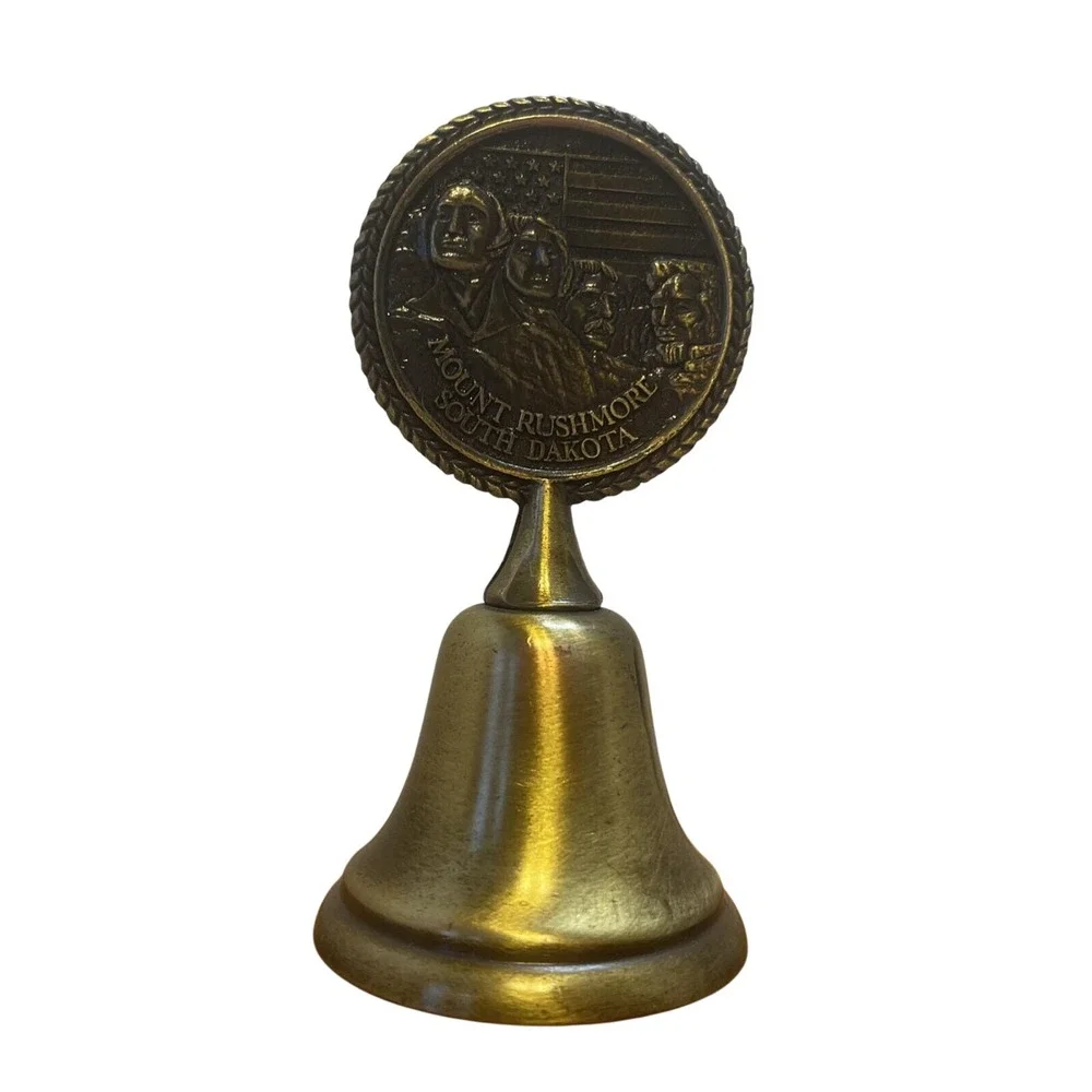 Vintage Mount Rushmore South Dakota Brass Souvenir Desk Bell National Memorial